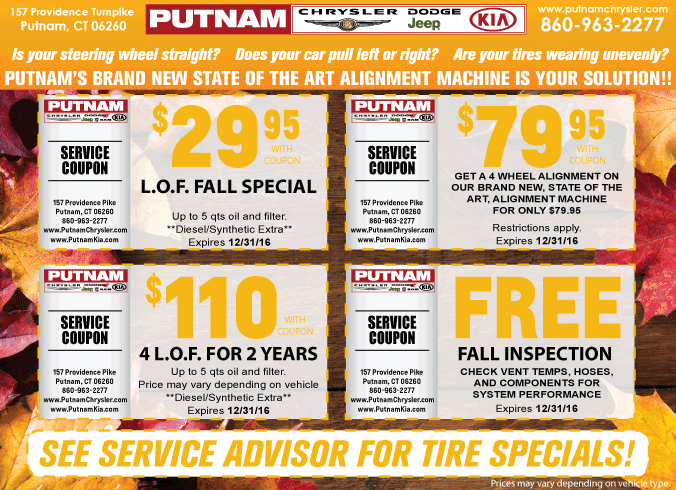 Putnam CT service specials